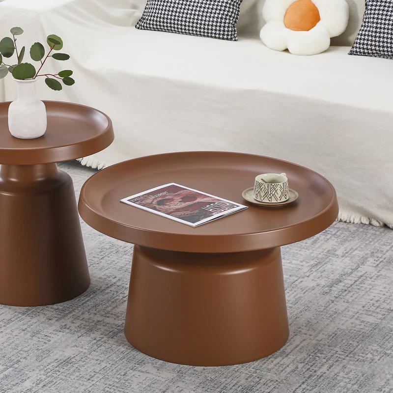 Tavolinë e ulët Ginoze, metal, ngjyrë kafe, Φ70x42.5cm