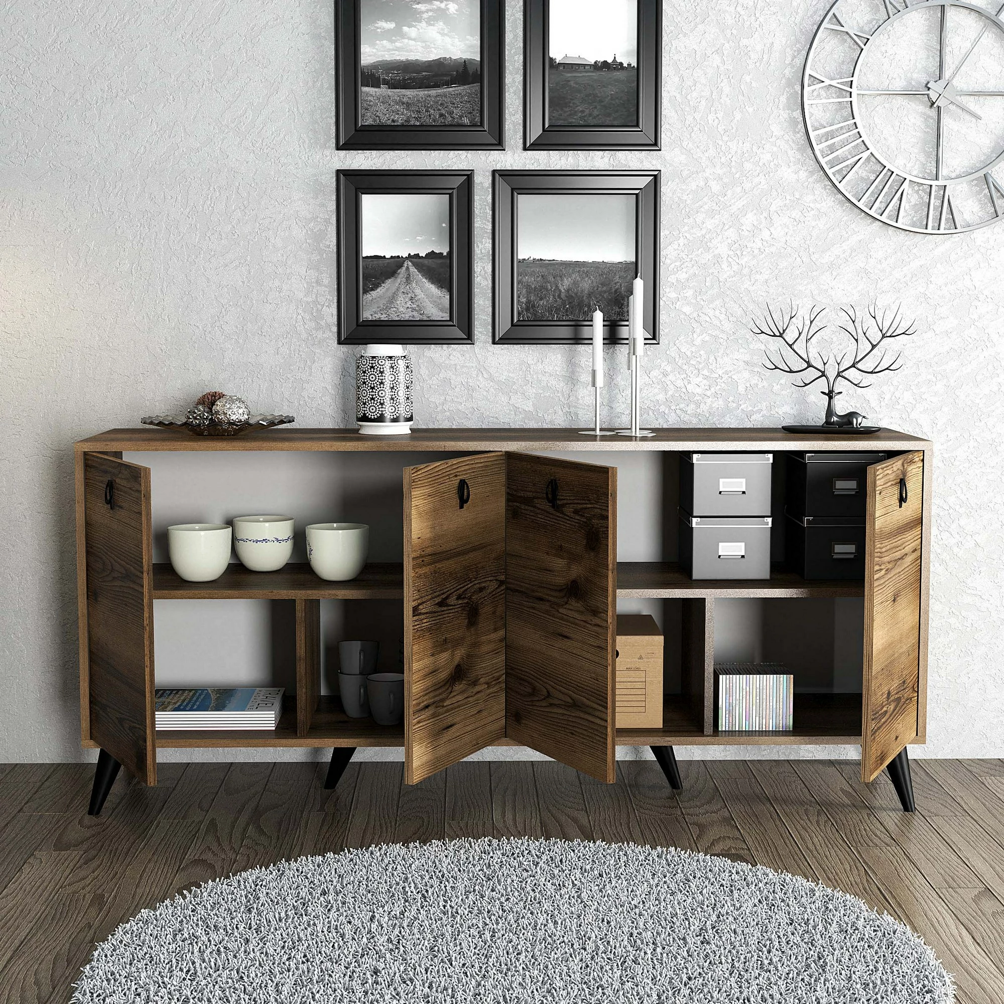 Konsol Elite 1616, ngjyrë arre, Hanah Home