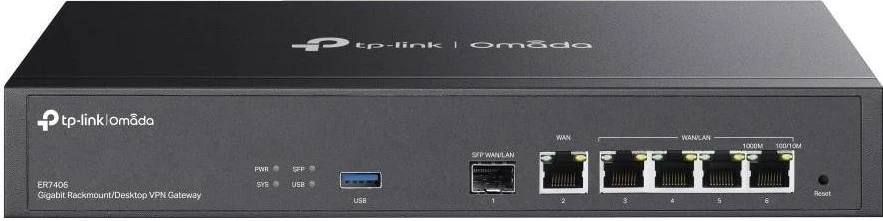 Router TP-Link ER7406, 4 porta LAN, 6 porta WAN, menaxhim me aplikacion, ngjyrë e zezë