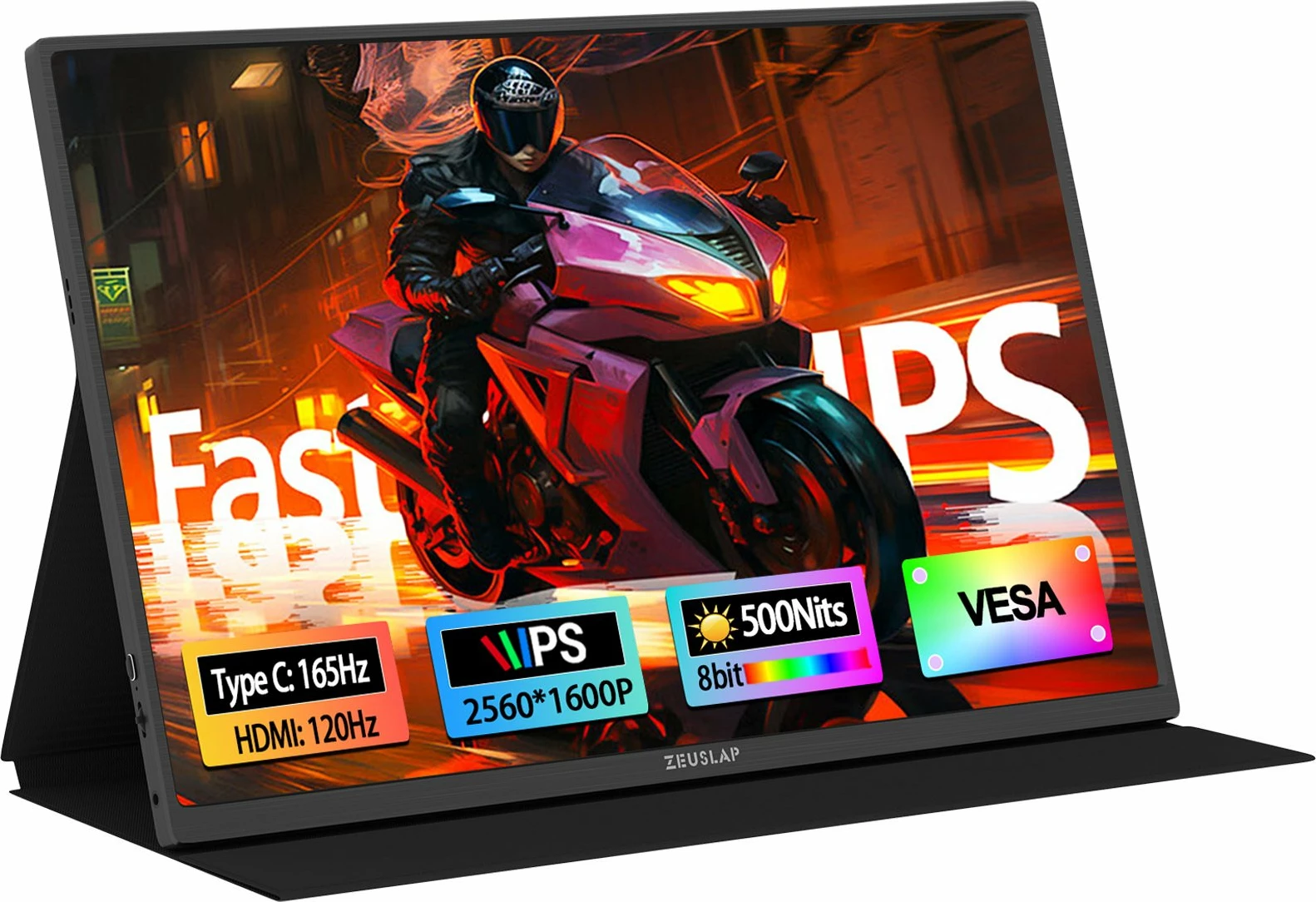 Monitor portativ Zeuslap P16K Pro 16\" 2.5K (2560x1600) IPS 165Hz 3ms 500 nits, zi