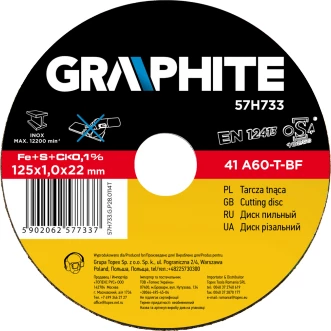 Disk prerës metali Graphite 57H730 115x1.0x22.2 mm INOX