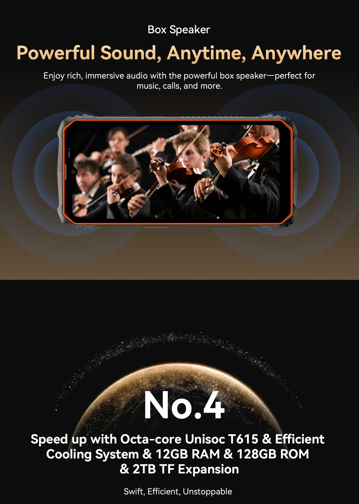 Celular Oscal Marine 1 4GB RAM 128GB 5100mAh IP68/IP69K MIL-STD-810H, portokalli