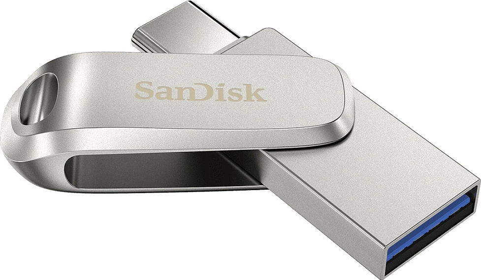 USB SanDisk Ultra Dual Drive Luxe, 256 GB, USB Type-A / USB Type-C, 3.2 Gen 1, Çelik inox
