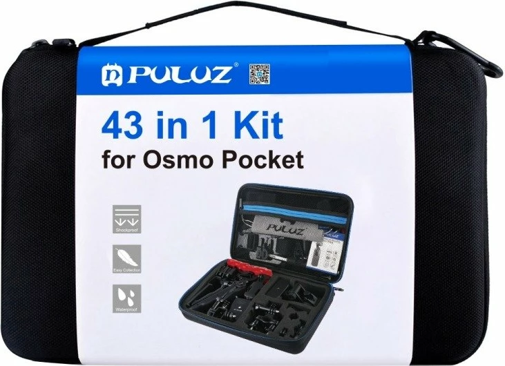 Set aksesorësh Puluz Ultimate Combo 43 në 1 për DJI Osmo Pocket, i zi