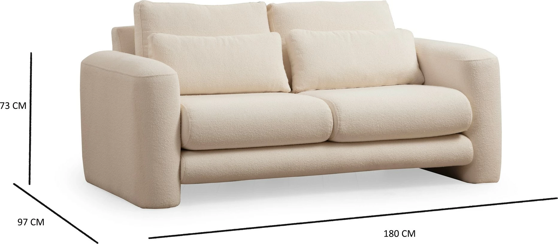 Divan dy ulëshe Atelier del Sofa, ngjyrë krem, Lily