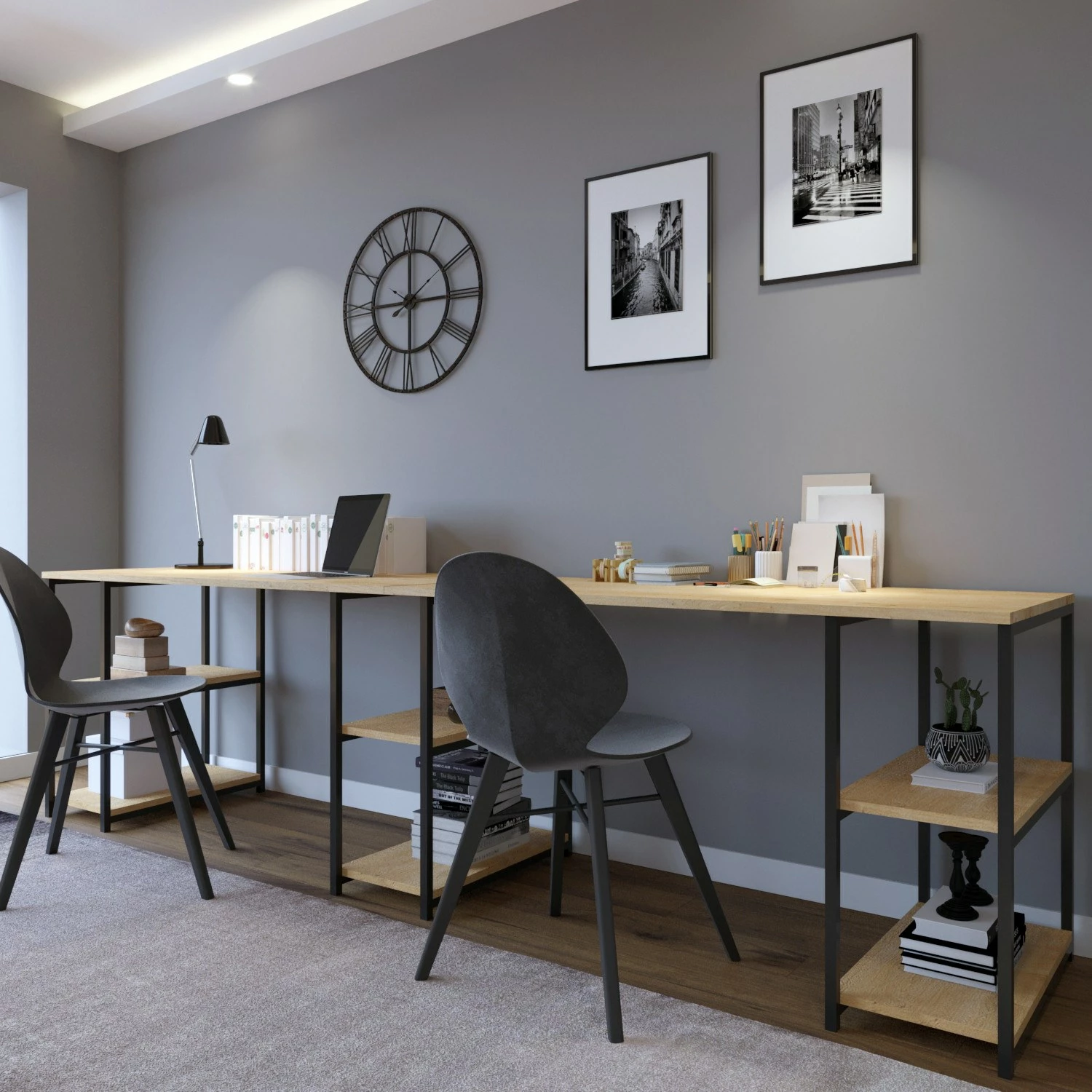 Tavolinë pune moderne, ngjyrë lisi, Skye Decor, Sade - L204