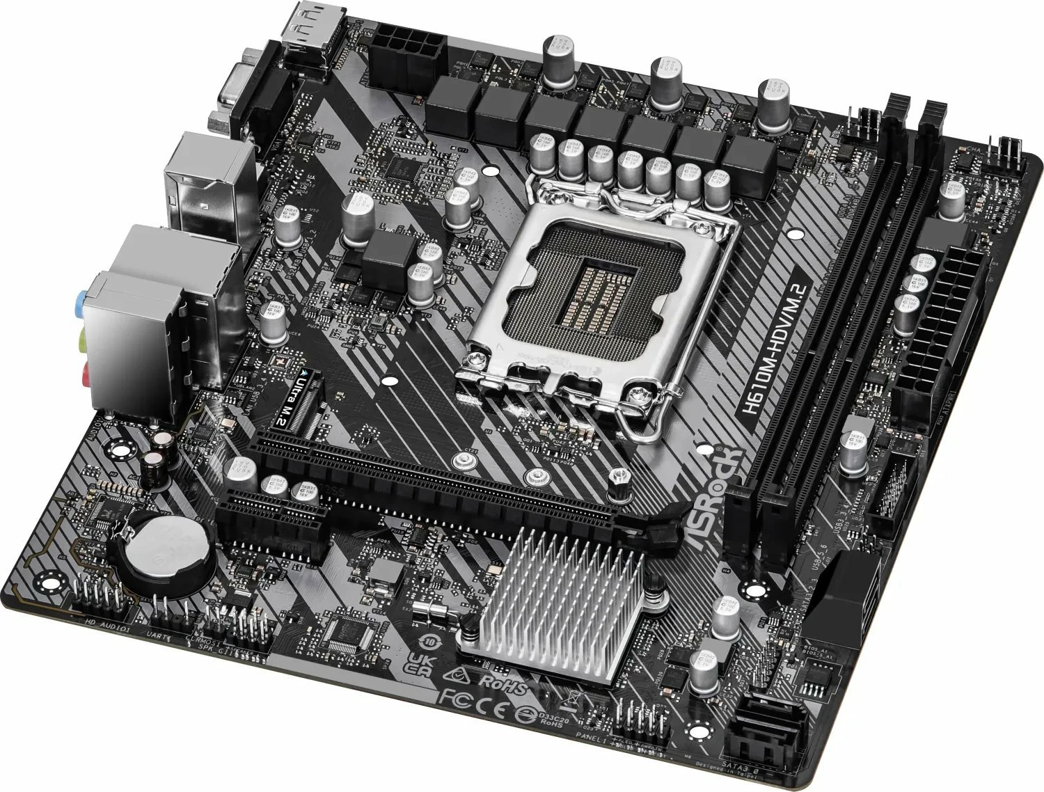 Pllakë amë ASRock H610M-HDV/M.2 R2.0, max 64GB RAM, Ultra M.2 PCIe Gen3 x4, 4x SATA3, VGA/DP/HDMI, e zezë
