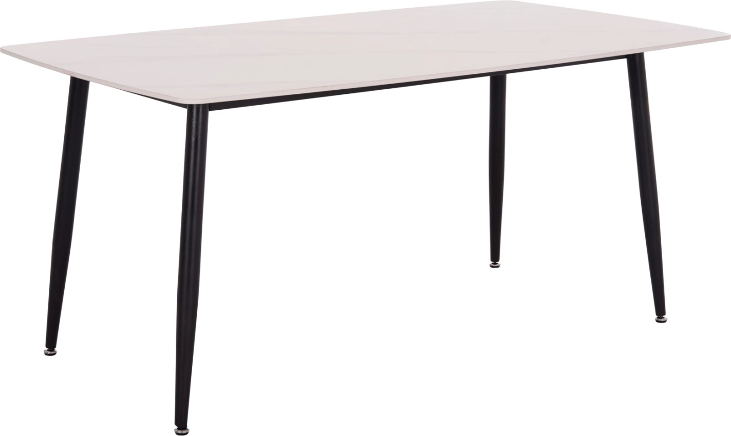 Tavolinë ngrënieje RAVEN, sipërfaqe qeramike, pamje mermeri të bardhë, 160x80x74cm