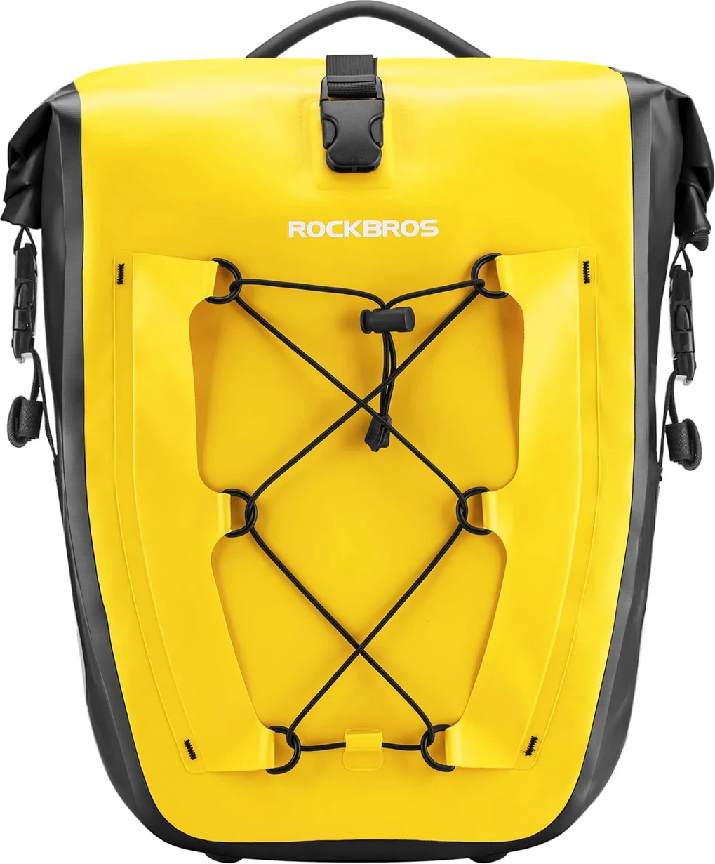 Çantë anësore për biçikletë Rockbros 30140022005, 25-32 l, e papërshkueshme nga uji, PVC, për bagazhier, e verdhë