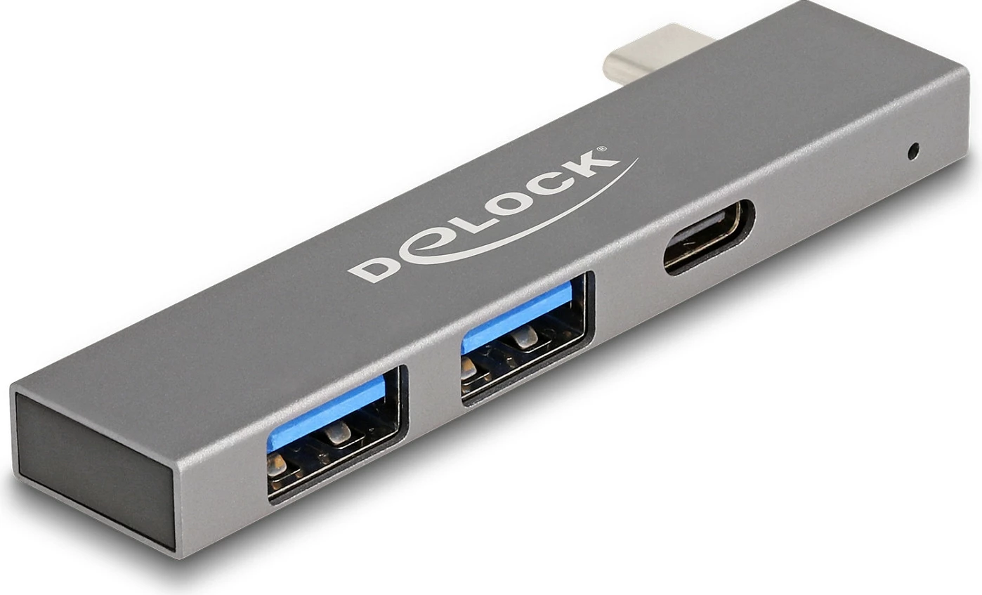 Hub USB DeLOCK 3-port, USB-C, 1x USB-C + 2x USB-A, 5Gbps, gri