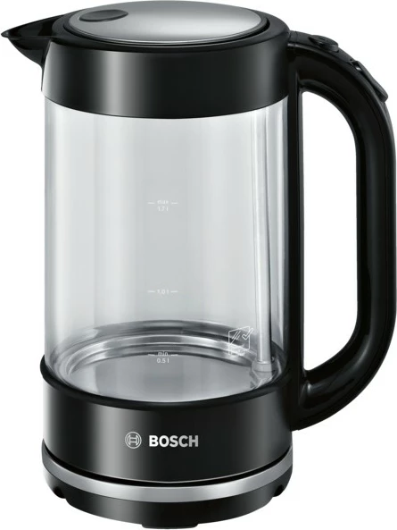 Vluese uji Bosch TWK70B03, 1.7 L, 2400 W, e zezë/transparente