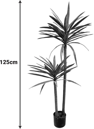 Bimë dekorative Dracaena palmë në vazo, ngjyrë e gjelbër, 125cm, 2 copë