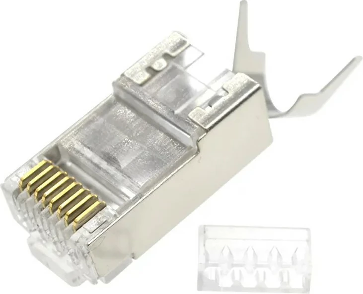 Konektor RJ-45 Gembird LC-PTF7-01/50 CAT7 i blinduar pass-through, 50 copë, i bardhë