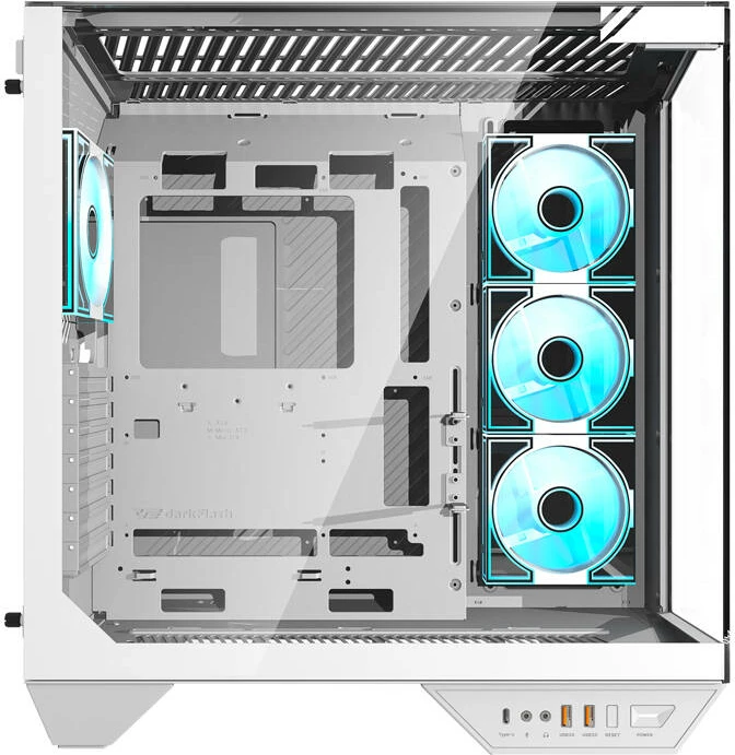 Kasë Darkflash DY470, Midi Tower, 4 ventilatorë, xham i temperuar, e bardhë