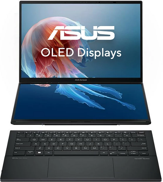 Laptop ASUS Zenbook Duo UX8406CA-QL331W, Core Ultra 9 285H, 32GB RAM, 1TB SSD, 14" Touch, Windows 11 Home, Inkwell Gray