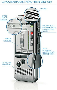 Diktafon Philips DPM 7200/02, 32GB, MP3/PCM, ekran 2.4", çelik inox