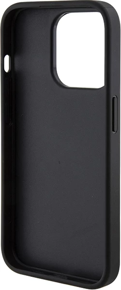 Mbështjellës Guess Grip Stand 4G Triangle Strass për iPhone 15 Pro, i zi