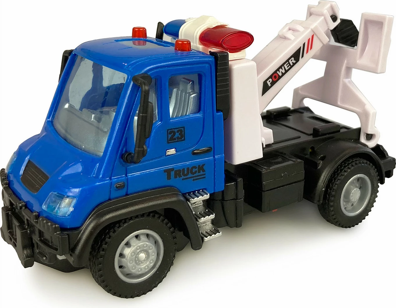 Kamion lodër me telekomandë AMEWI Mini Truck 1:64, bateri 500 mAh, me drita, blu/bardhë