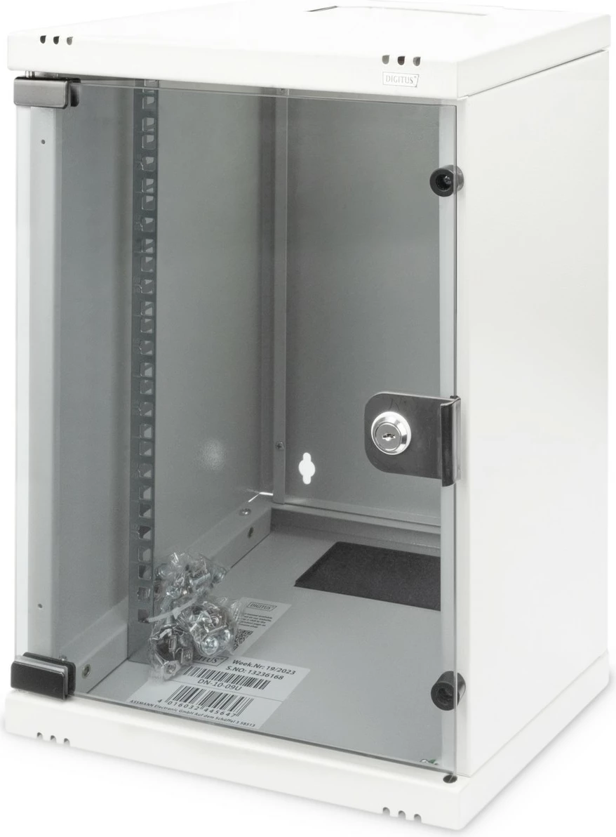 Kasë rrjeti Digitus Compact 9HE, 10", montim në mur, xham, gri