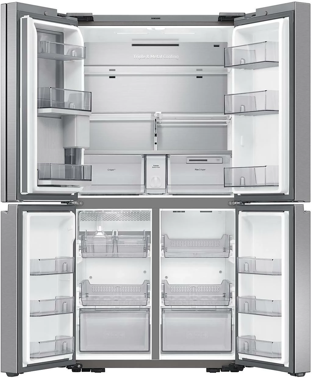 Frigorifer Samsung RF65DG960ESREO 647 L French Door, treftohje, Beverage Center, dy prodhues akulli, Wi‑Fi, klasë energjie E, Real Steel