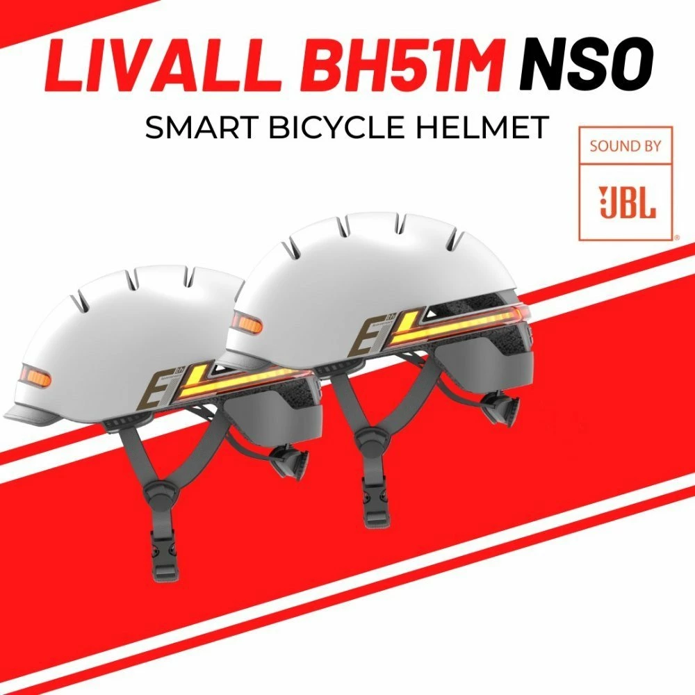 Helmetë qyteti Livall BH51M NSO Bluetooth me JBL, LED, madhësia M 54-58 cm, hiri e çelët, set me telekomandë BR80