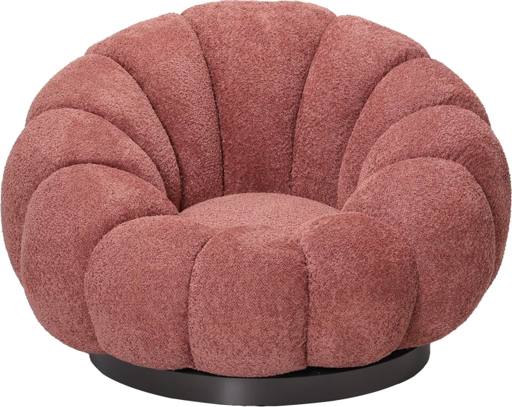 Karrige rrotulluese Nester, stof boucle, ngjyrë mollë e kalbur, 98x97x69cm