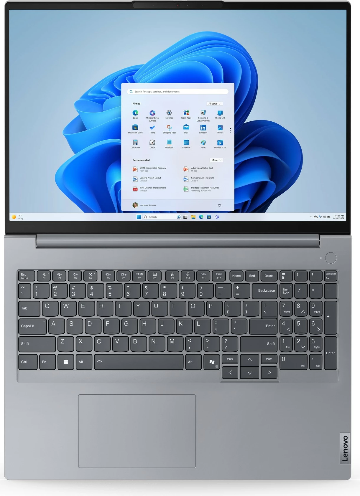 Kompjuter Lenovo ThinkBook 16 G7, AMD Ryzen 5-7535HS, 32GB RAM, 512GB SSD, 16 inç, Arctic Grey