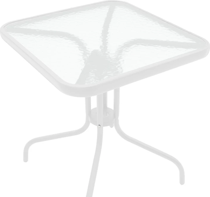 Tavolinë me karrige Watson-Sussie metal-xham e bardhë 70x70x70cm