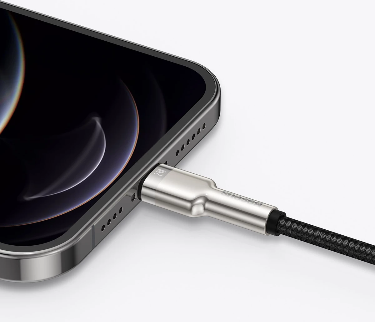 Kabllo Baseus Cafule Series Metal Data CALJK-A01, USB-A në Lightning, 1m, 2.4A, e zezë