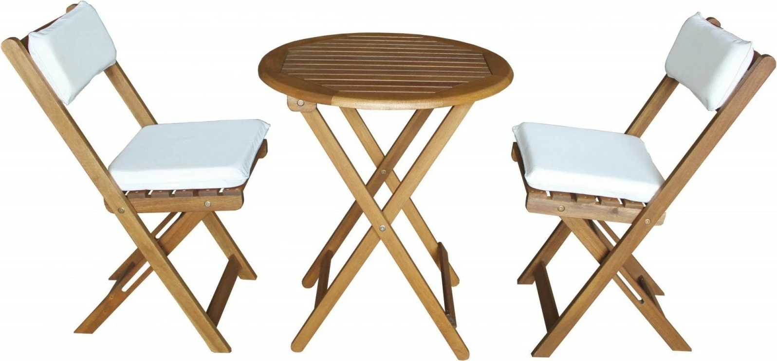 Set mobiljesh kopshti Fieldmann FDZN 4003-T, dru, kafe, 1 tavolinë + 2 karrige me jastëkë