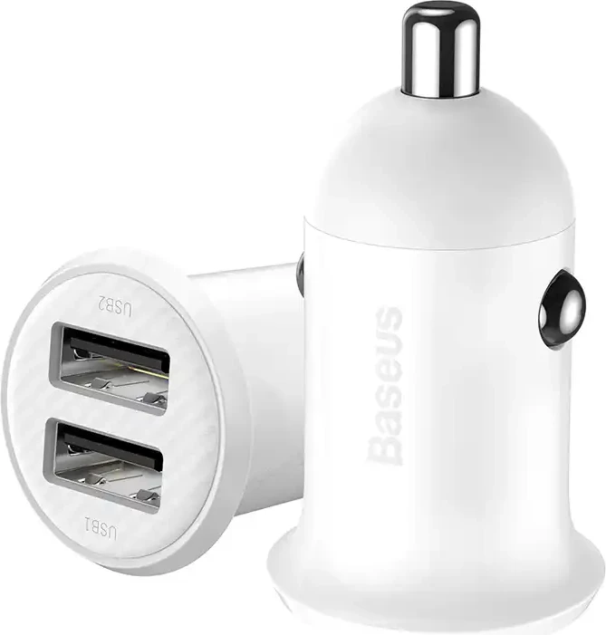 Karikues veture Baseus CCALLP-02, 2x USB-A, 24W, bardhë