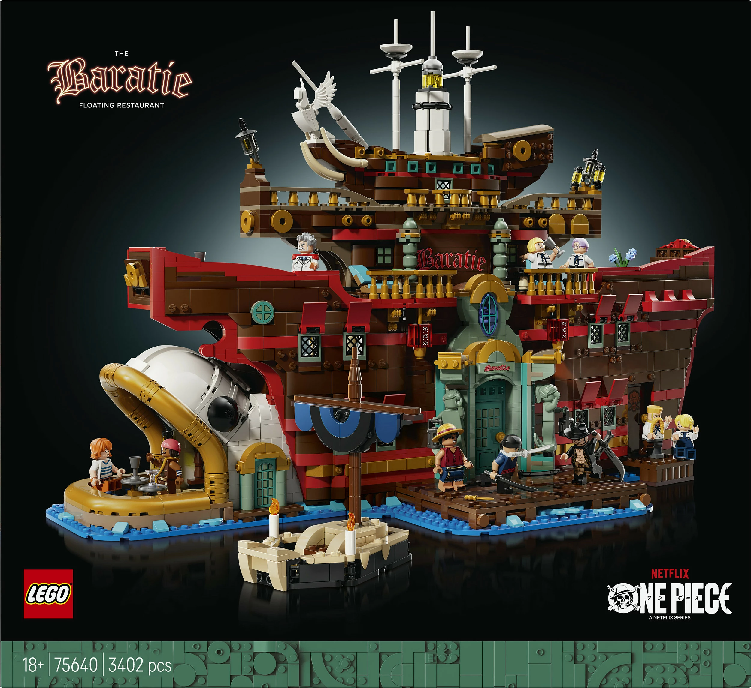 Set ndërtimi LEGO ONE PIECE The Baratie Floating Restaurant 75640, 3402 copë, 18+, multikolor