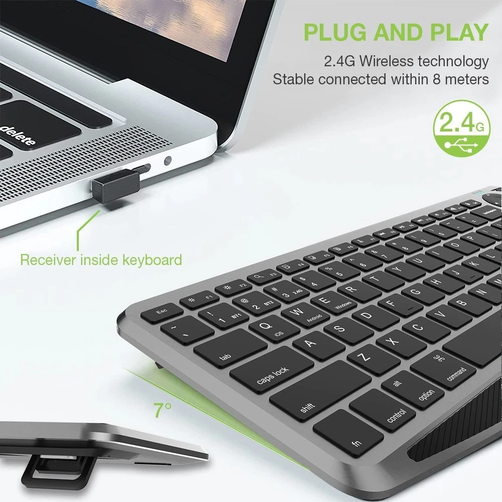 Tastierë TECHly ICTB9801TB, RF Wireless + Bluetooth, QWERTY US English, E zezë