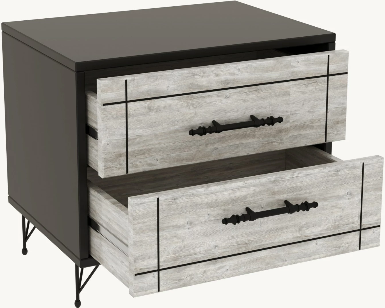 Komodinë nate Hanah Home, gri e çelët, dy sirtarë