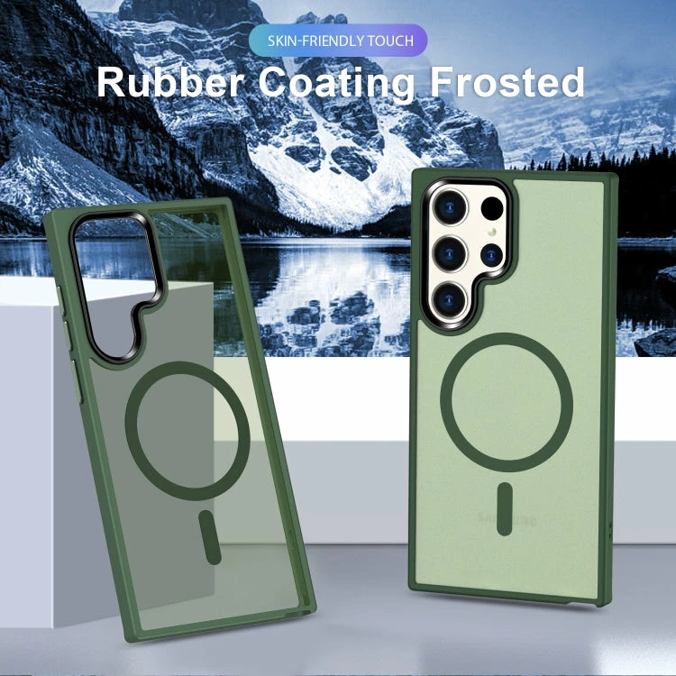 Mbrojtëse Mat me Veshje Gome & MagSafe për S24 Ultra, magnetik dhe praktik, për përdorim të përditshëm, e gjelbër (olive)