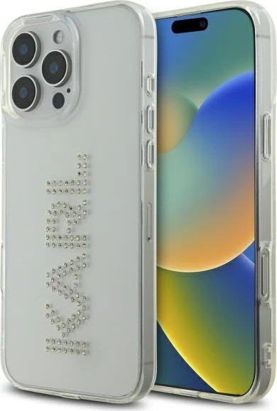 Mbështjellës Karl Lagerfeld KLHCP16XHKLSTDCT për iPhone 16 Pro Max 6.9", transparent
