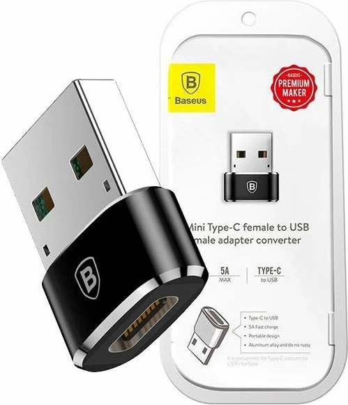 Adapter USB Baseus 28297-uniw USB-A në USB-C, USB 2.0, i zi