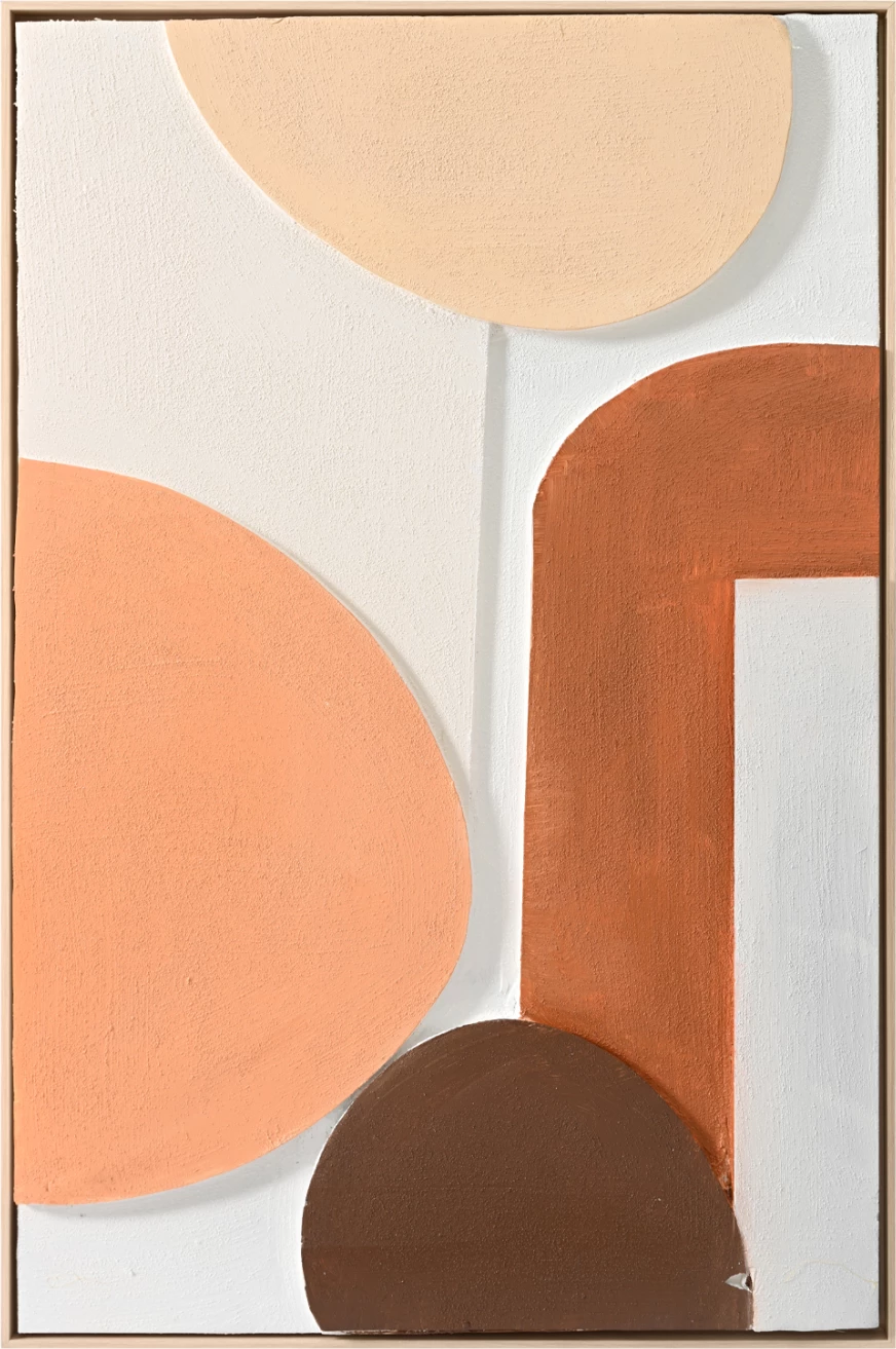 Pikturë muri 3D FH4543.01 me kornizë PS ngjyrë bezhë, forma të punuara me dorë, 60x4,5x90H cm