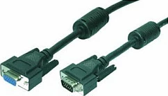 Kabllo VGA LogiLink 5m, zgjatëse mashkull-femër, me 2 bërthama ferrite, e zezë