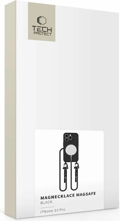 Mbështjellës Tech-Protect Magnecklace për iPhone 15 Plus / 14 Plus, MagSafe, i zi me rrip