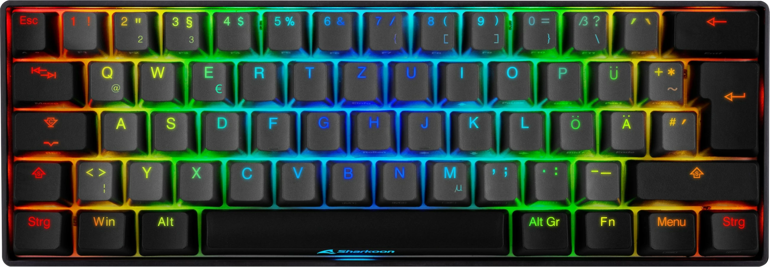 Tasta Sharkoon SKILLER SAC20 S4, 61 copë, ISO, QWERTZ, e zezë