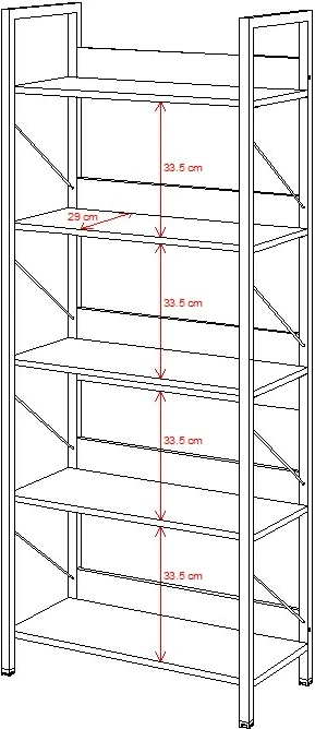 Raft librash Hanah Home, Ktp-850-Tt-1, ngjyrë arre dhe e zezë