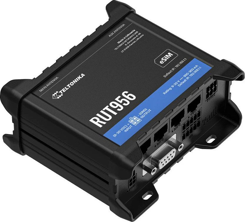 Router industrial 4G Teltonika RUT956, Fast Ethernet, Wi‑Fi, GNSS, eSIM, i zi