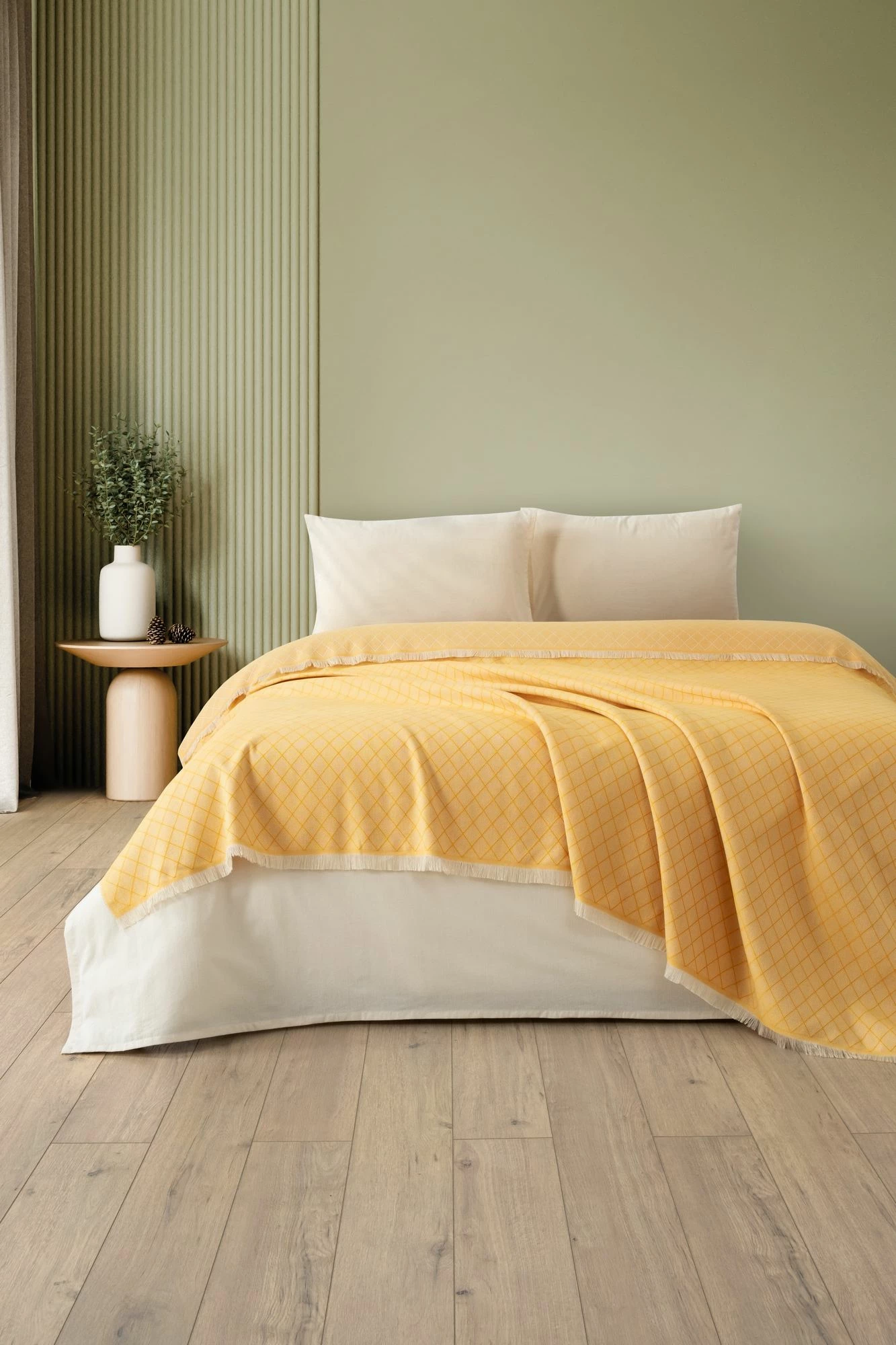 Batanije Double Pique, ngjyrë mustard, L'essentiel, 210x230cm