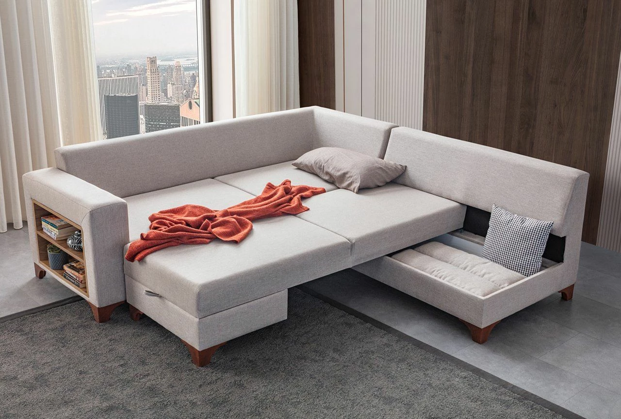 Kënd-sofë krevati Atelier del Sofa, Tloft majtas, krem