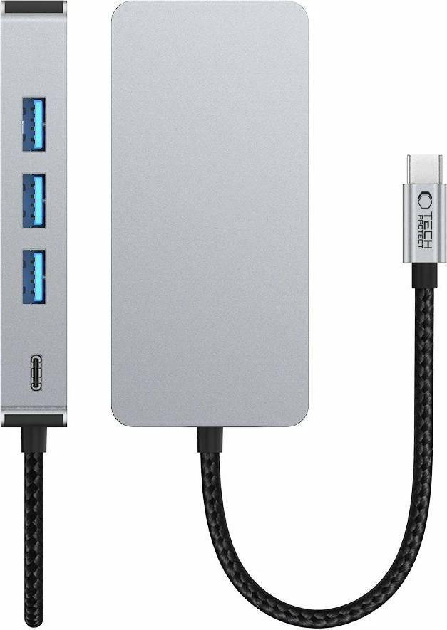 HUB Tech-Protect HB05 9-në-1, USB-C, HDMI 4K, RJ45, SD/TF, Gri