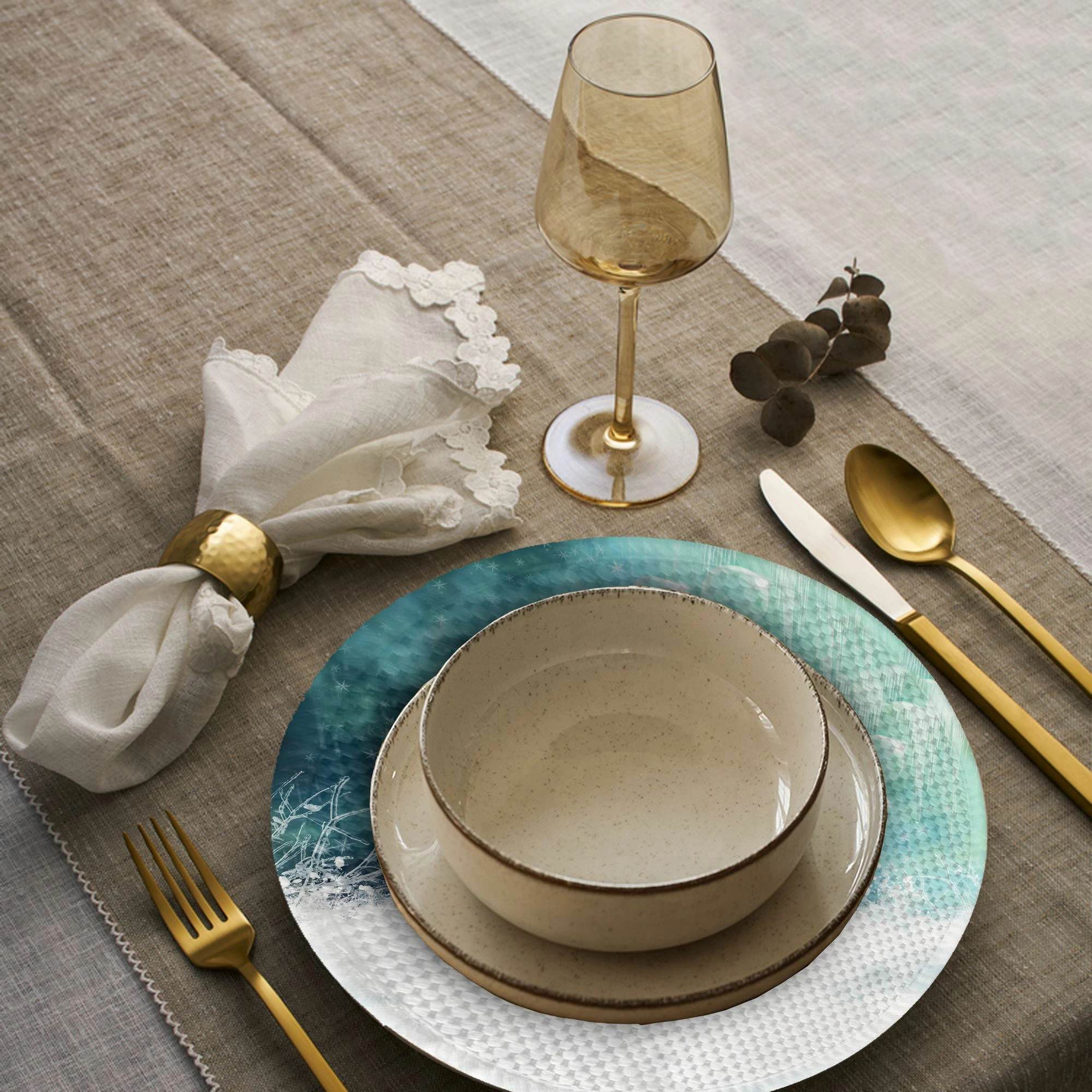 Ndamëse tavoline Hermia Concept, 3518Supla, shumëngjyrëshe, set prej 4 copash, 37cm