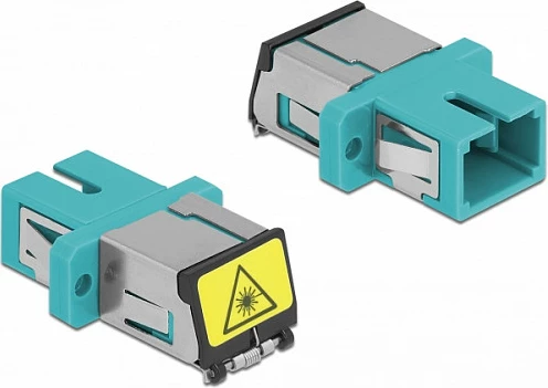 Adapter fibër optike DeLOCK SC/SC Simplex, femër-femër, multimode, me mbrojtje laser, aqua