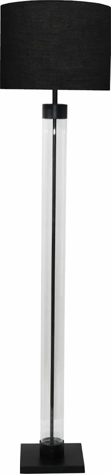 Llambë dyshemeje Tremont, hekur i zi mat, xham i zi, 41x41x152 cm