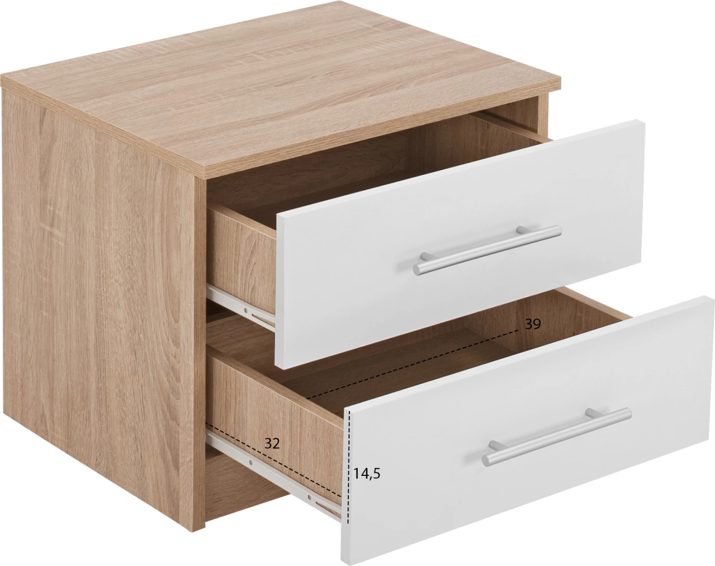 Komodinë nate, FH2220.06, sonama-bardhë, 48x40,5x41,5 cm